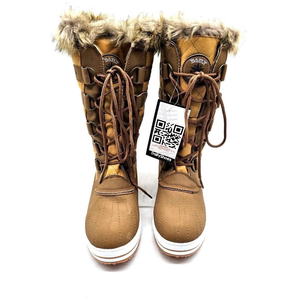 Daily Shoes Women's Waterproof Warm Faux Fur Lined Cold Weather Snow Rain Sz 7